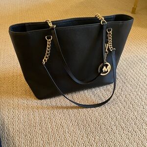 Michael Kors Black Tote with Gold Accents